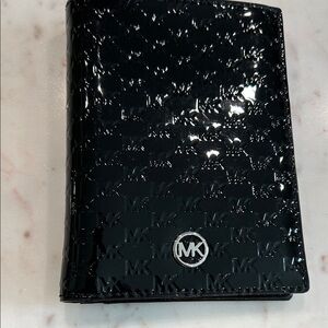 Michael Kors Shiny Black Embossed Card Holder